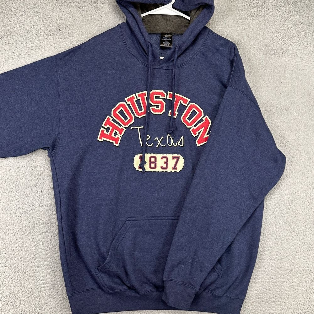 Houston Texas Hoodie Sweatshirt Men XL Blue Pullover Drawstring Point Sportswear